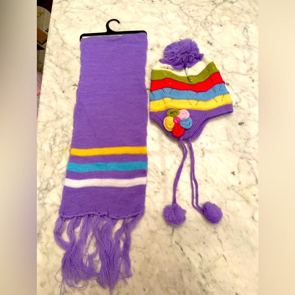 New baby girl’s knit hats with scarf